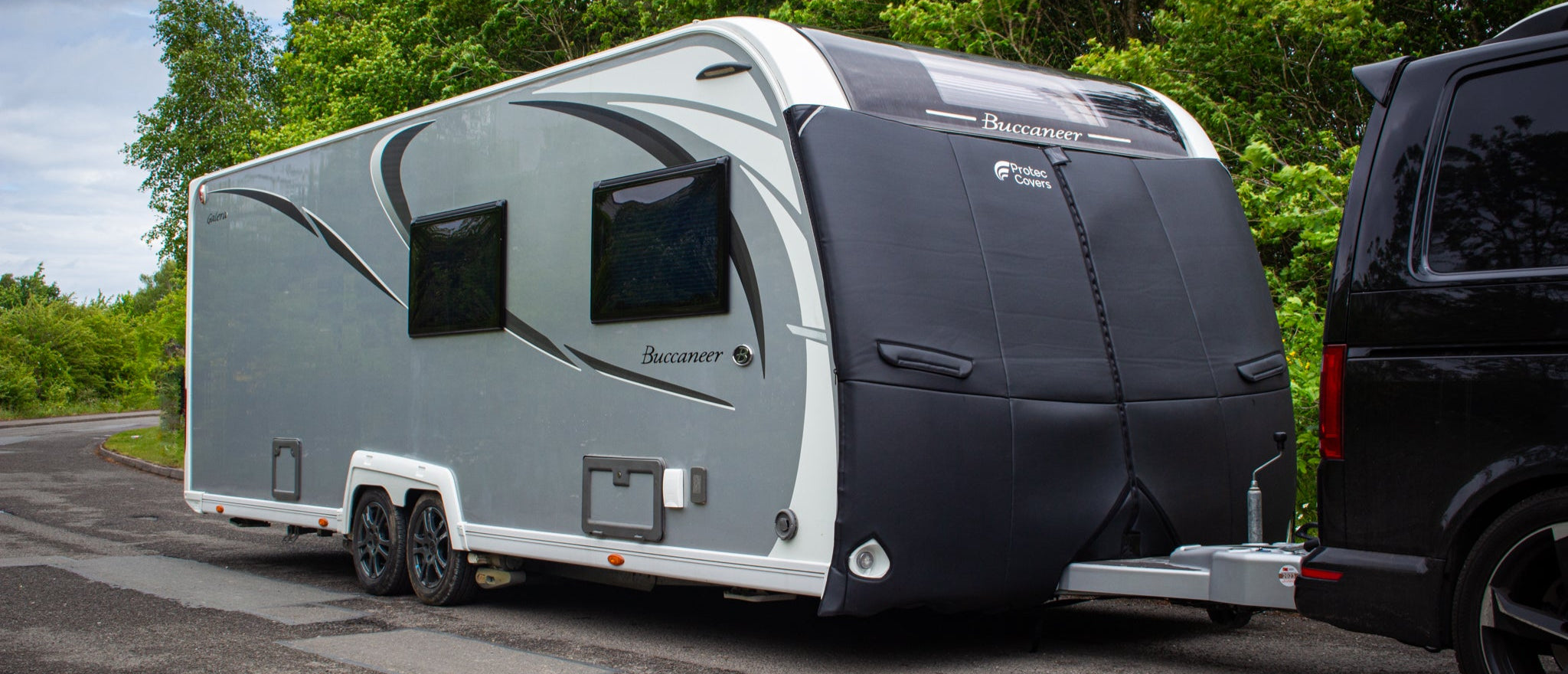 Premium Caravan Towing Cover in Black