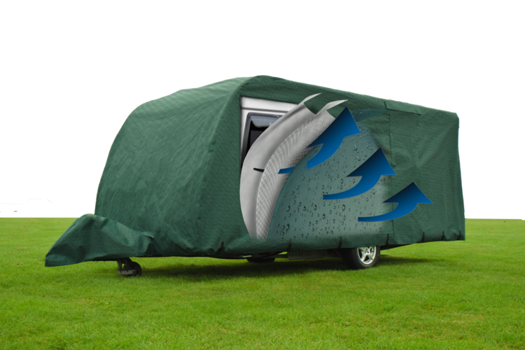 Breathable green caravan cover